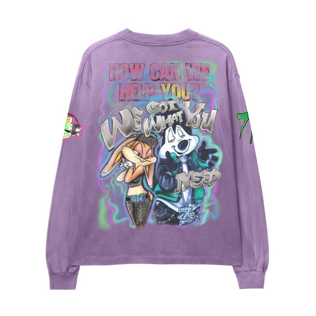Triple Sevens Graffiti Purple Long Sleeve Tee