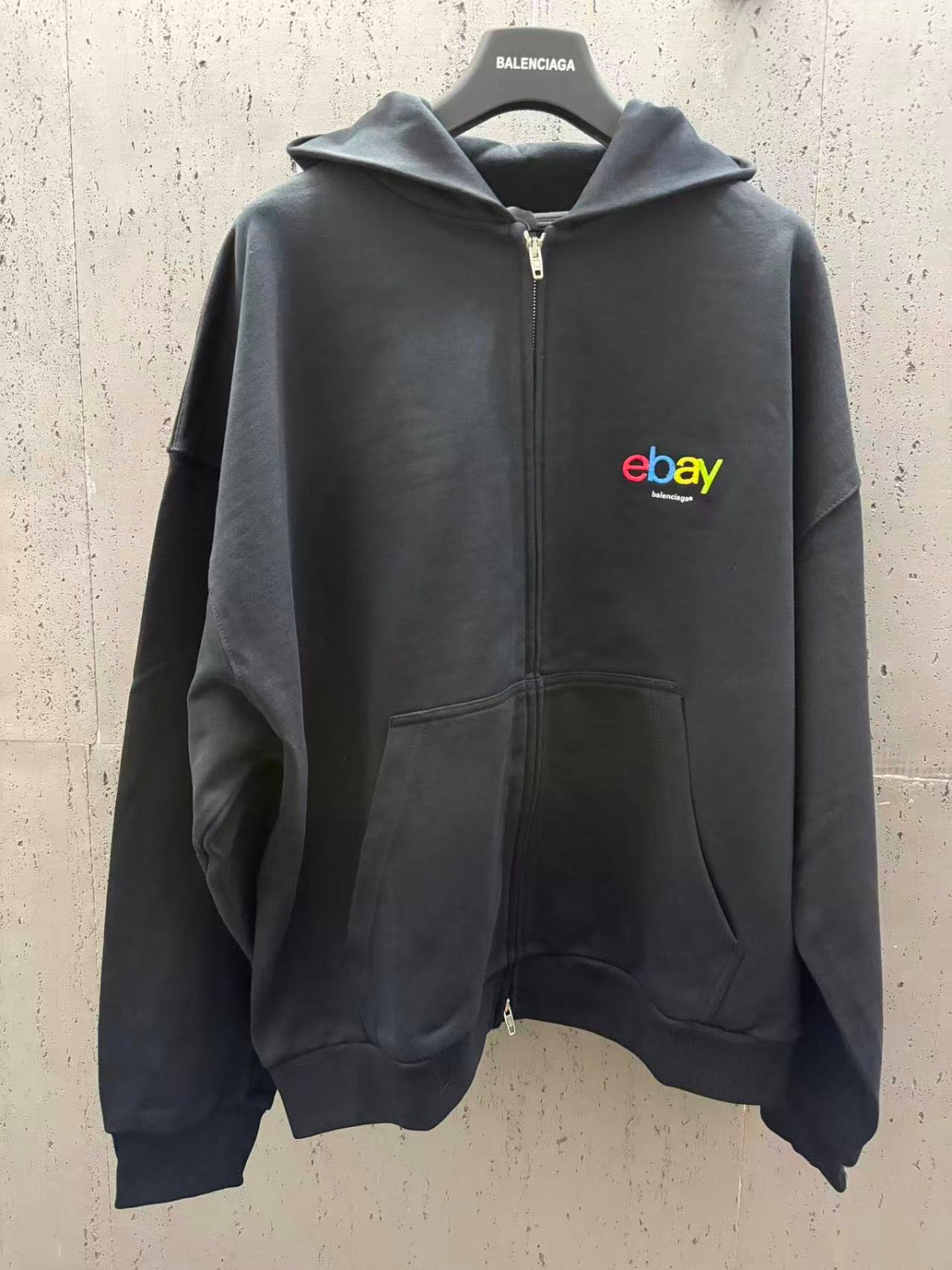 Balenciaga x eBay Washed Terry Zip-Up Hoodie ‘Black’