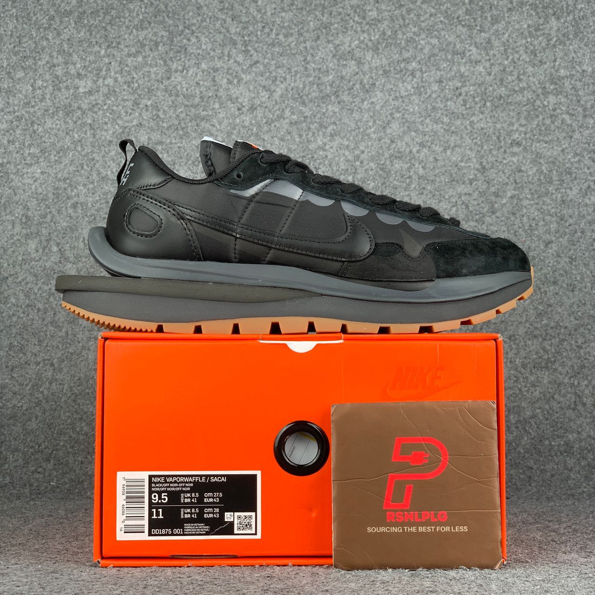 Sacai x VaporWaffle 'Black Gum'