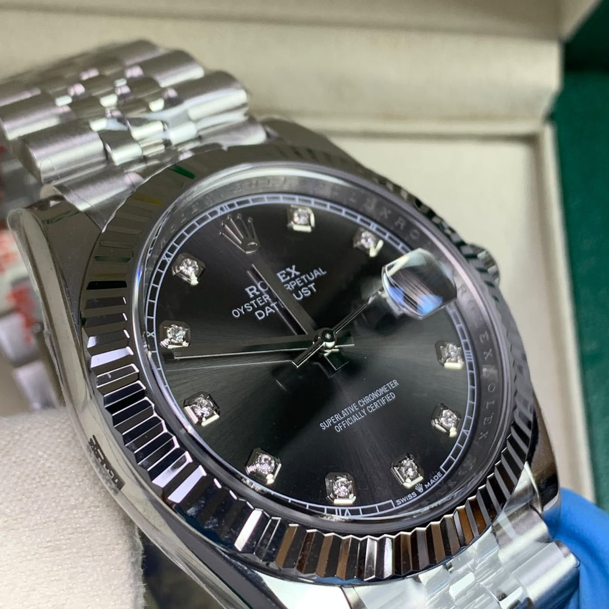 Rhodium Gray & Diamond 41MM Watch