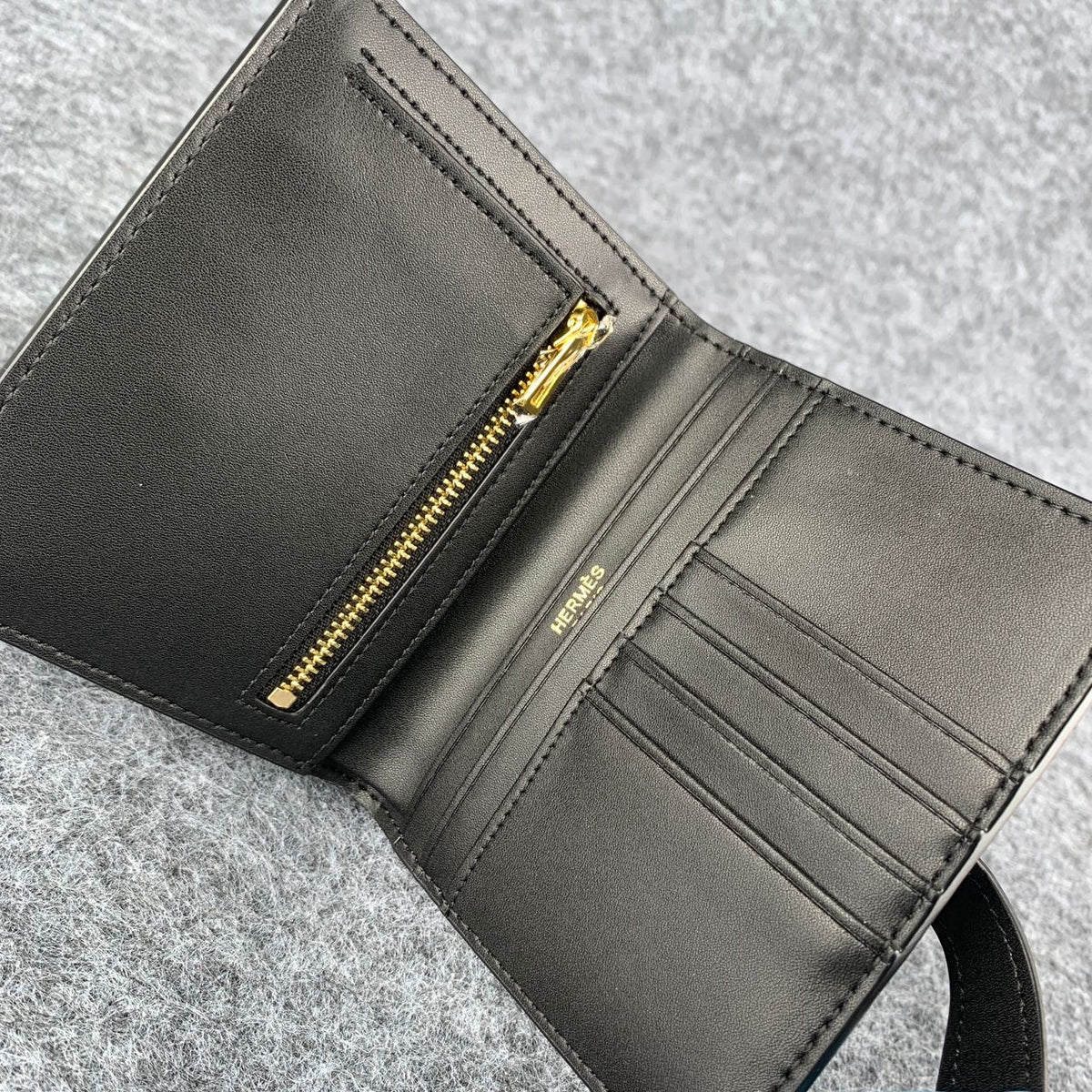 H Bearn Compact Wallet ‘Black Alligator’ (Gold Hardware)