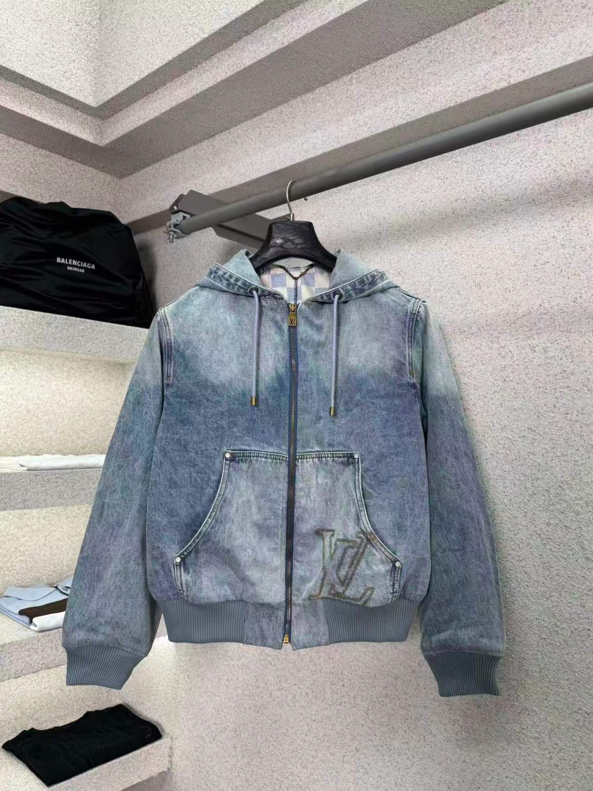 LV Hooded Workwear Denim Blouson