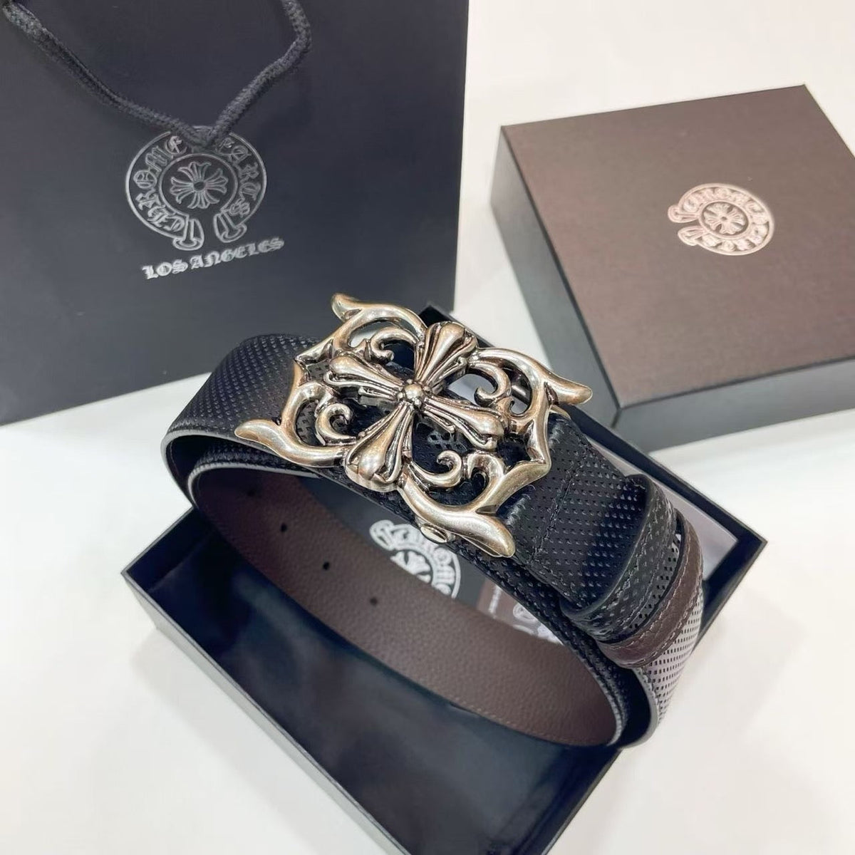 Chrome Hearts Black Leather Belt