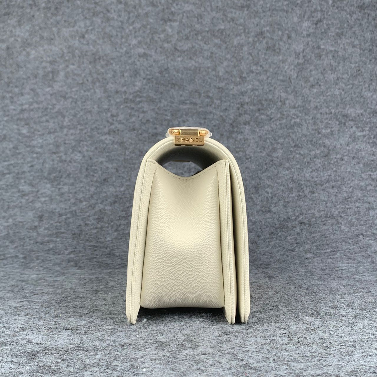 Chanel Boy Old Medium Flap Bag Off White Caviar Leather