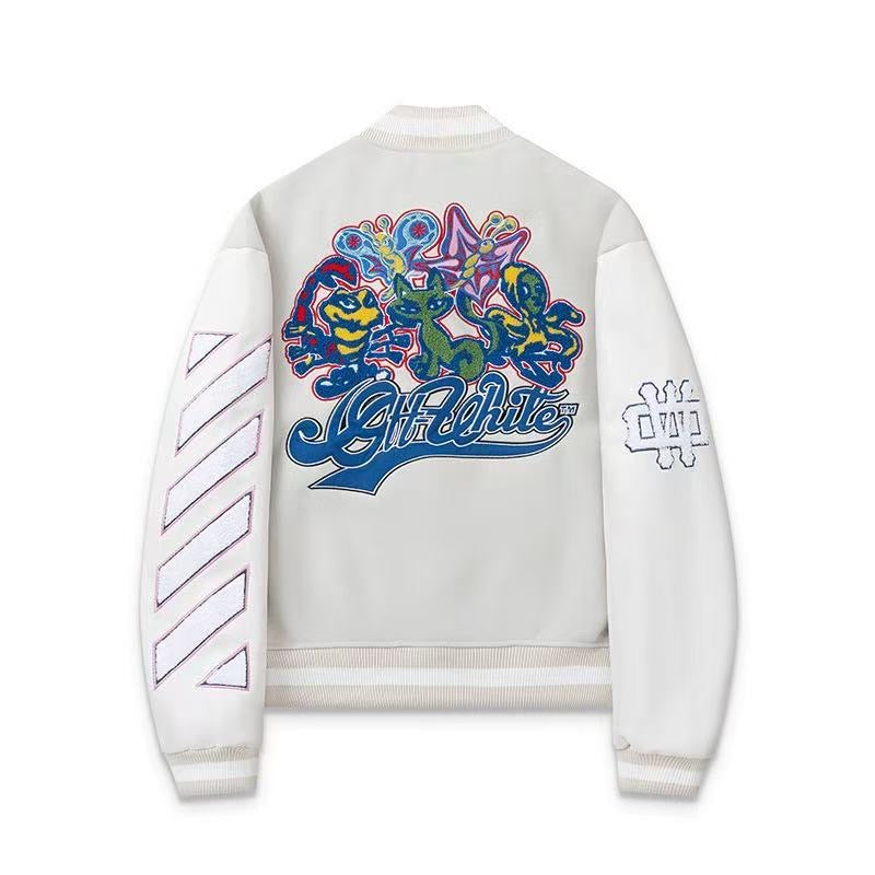 Off-White WO Characters Varsity Bomber Jacket ‘Light Grey/White’