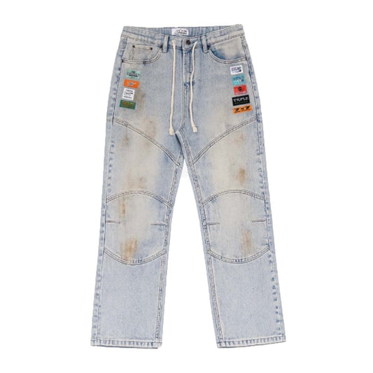 Triple Sevens Light Wash Dirty Biker Jeans