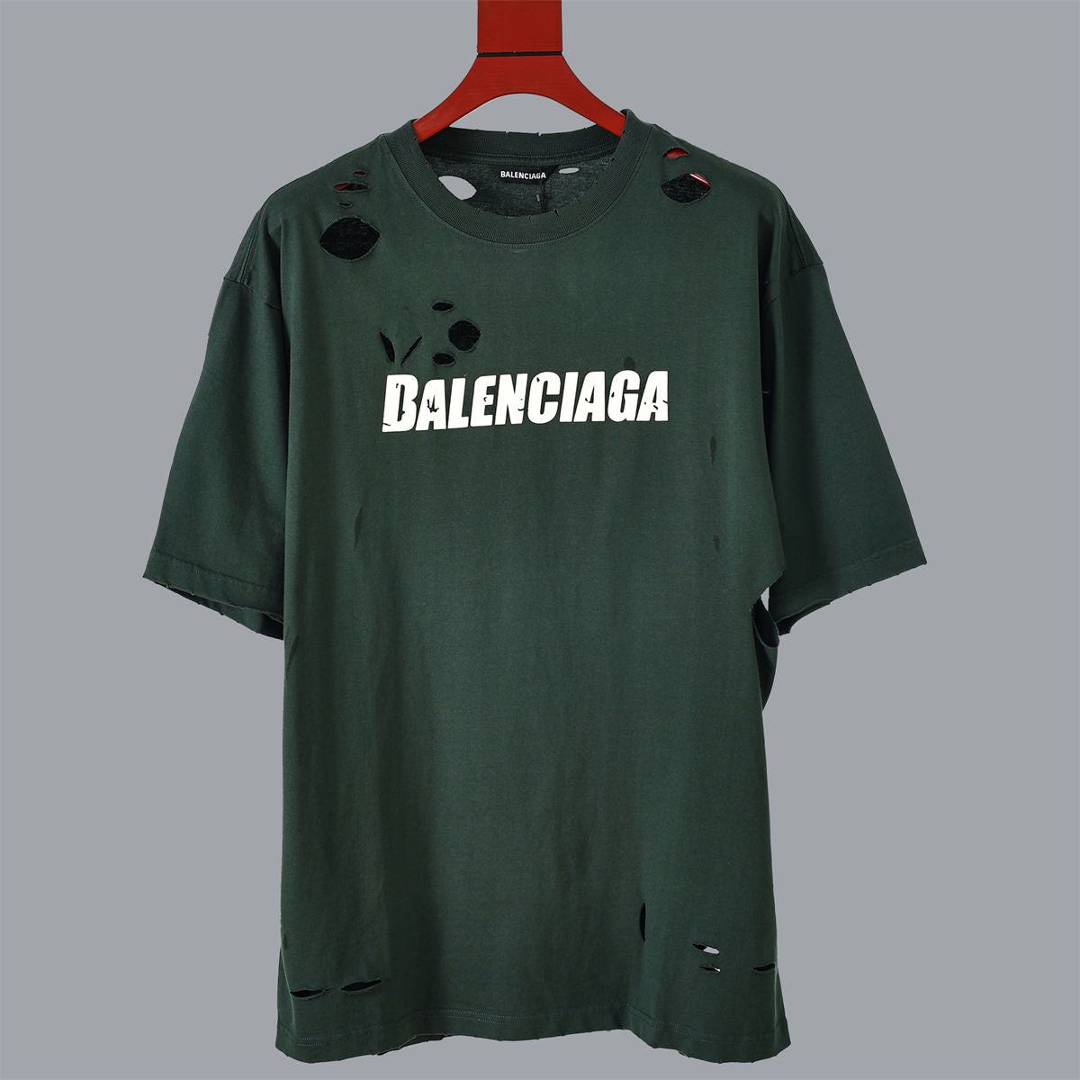 Balenciaga Caps Destroyed Flatground T-Shirt in Green