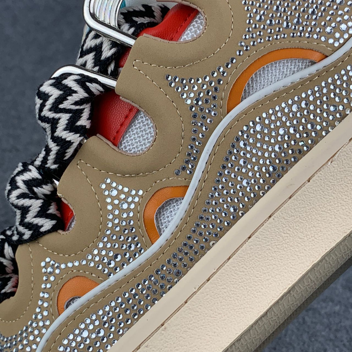 Lanvin Curb Sneakers 'Brown Rhinestone'