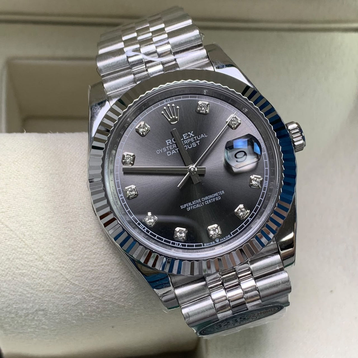 Rhodium Gray & Diamond 41MM Watch