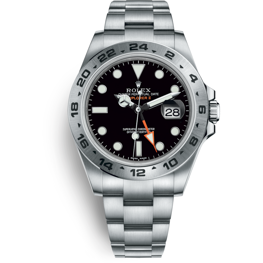 Explorer II Black Dial Orange Hand Steel