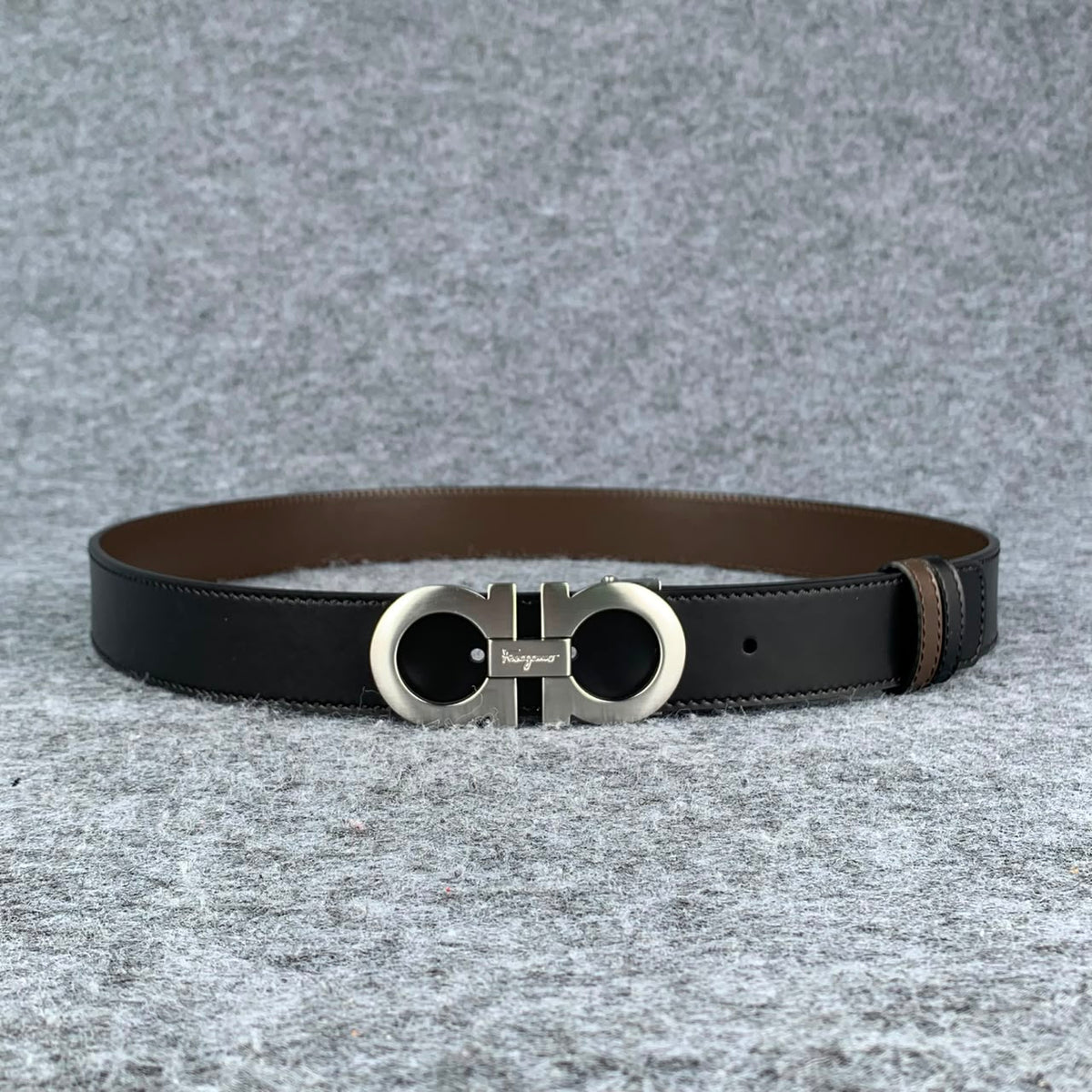 Ferragamo Gancini Leather Belt ‘Black’