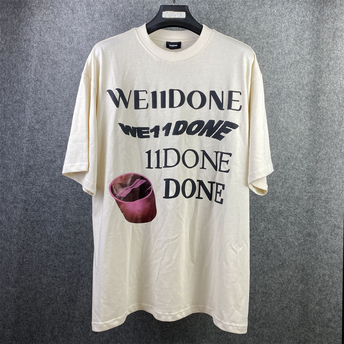 We11done Washed Logo T-Shirt 'Ivory'