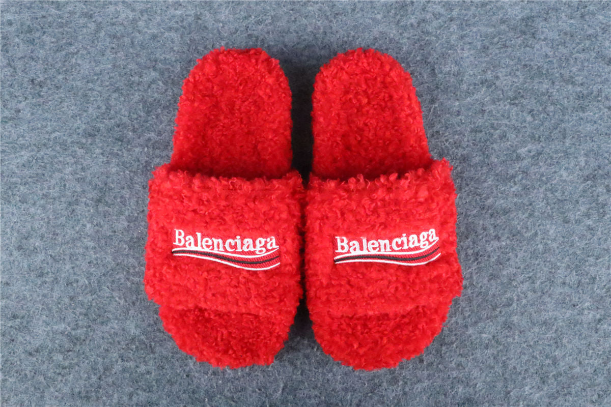 Balenciaga Wmns Furry Slides 'Red'