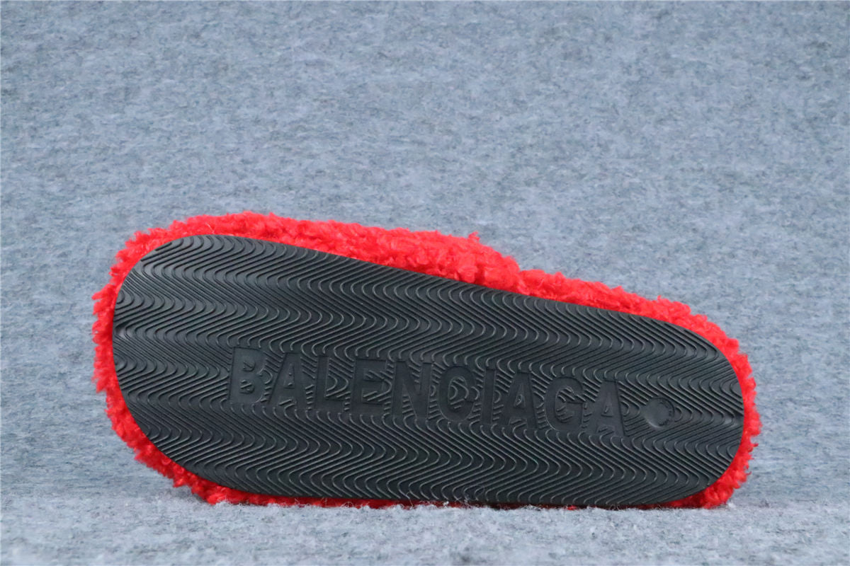 Balenciaga Wmns Furry Slides 'Red'