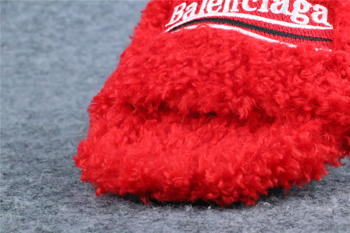Balenciaga Wmns Furry Slides 'Red'