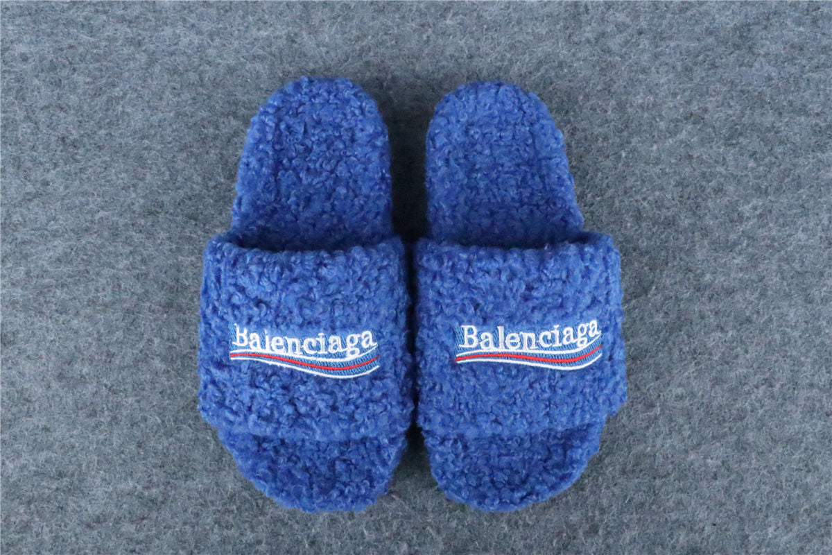 Balenciaga Furry Slide Sandal 'Blue'