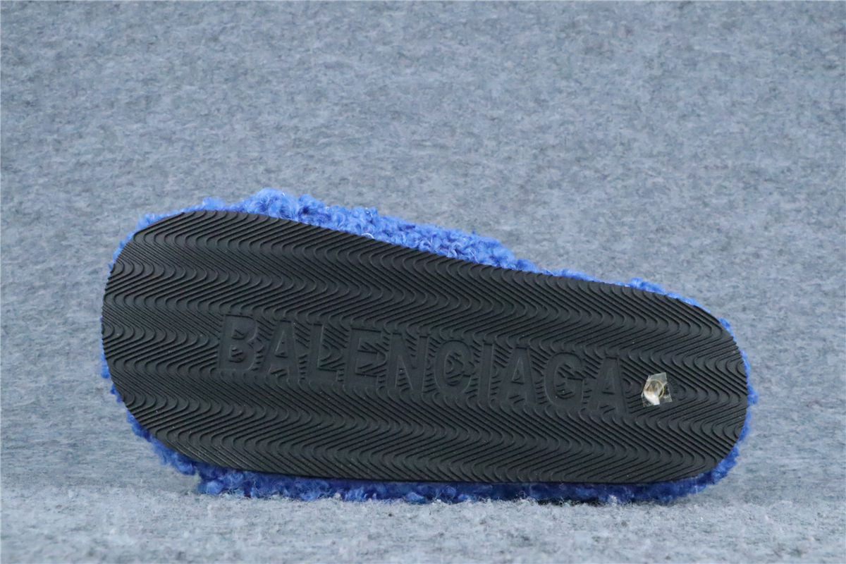 Balenciaga Furry Slide Sandal 'Blue'