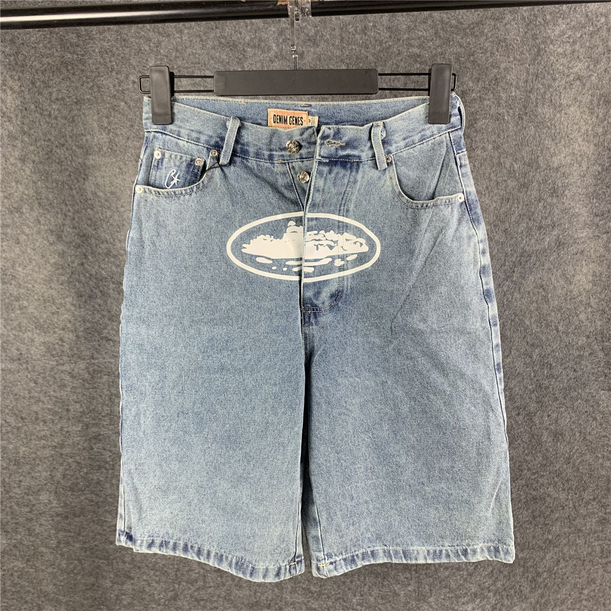 Corteiz Alcatraz Baggy Denim Shorts 'Stonewash'