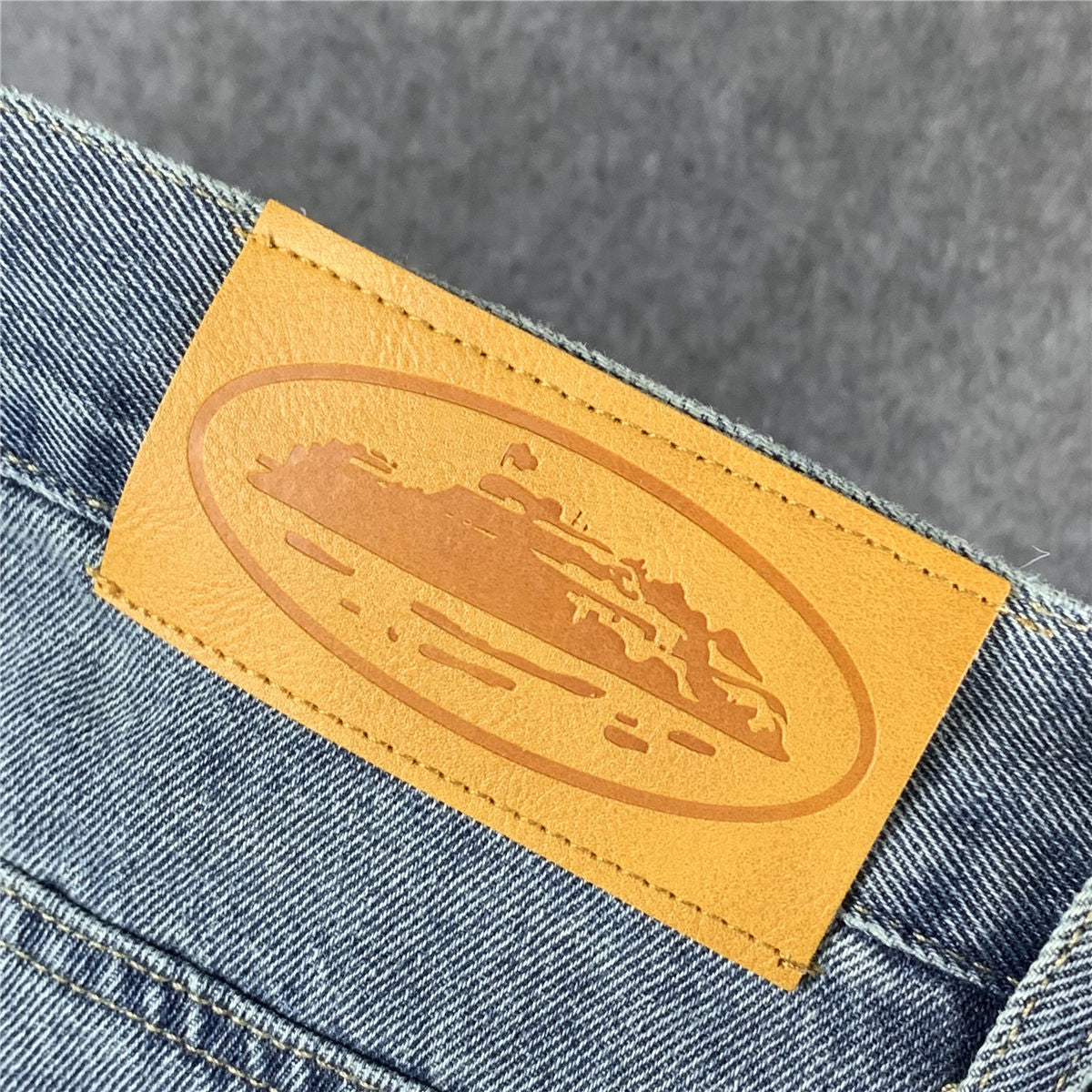 Corteiz Alcatraz Baggy Denim Shorts 'Stonewash'
