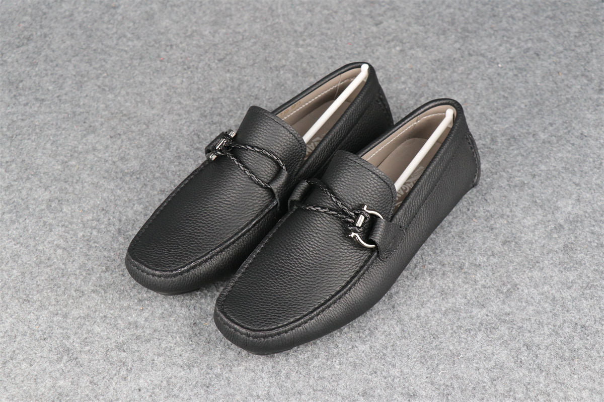 Salvatore Ferragamo Gancini Driver Loafers 'Black'