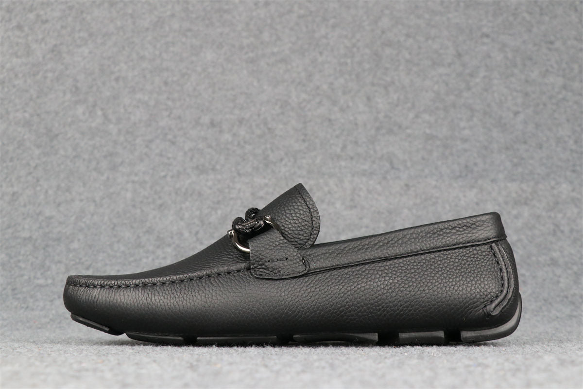 Salvatore Ferragamo Gancini Driver Loafers 'Black'