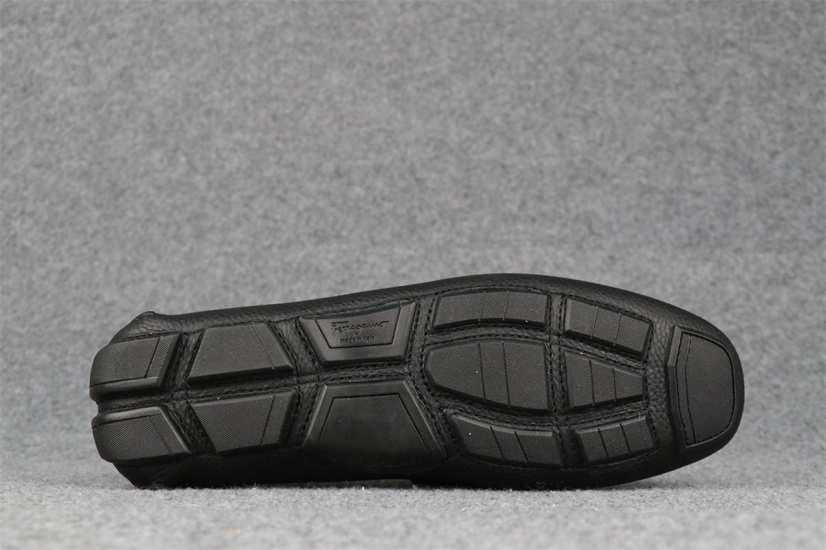 Salvatore Ferragamo Gancini Driver Loafers 'Black'