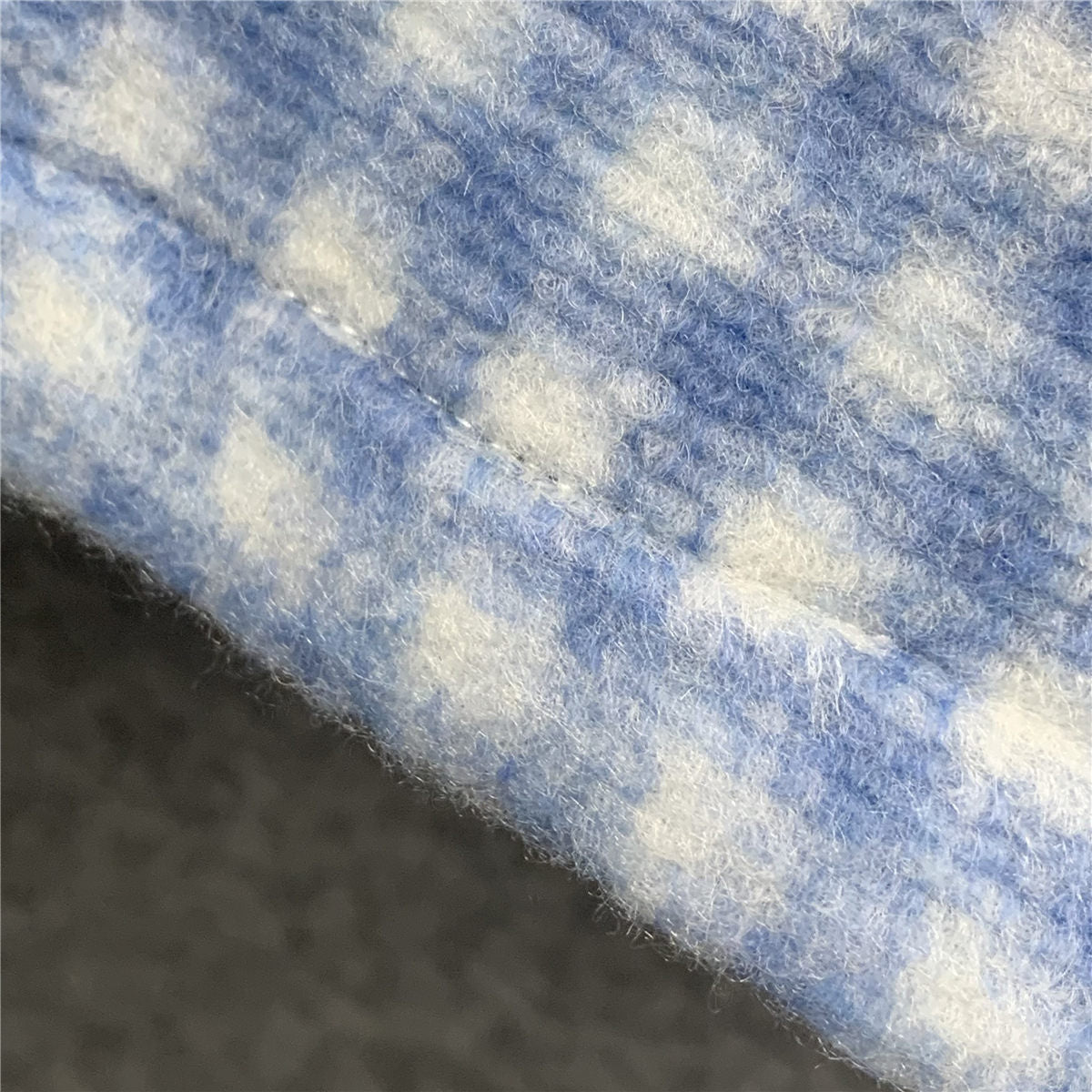Miu Miu Gingham Check Fleece Jacket 'White Light Blue'