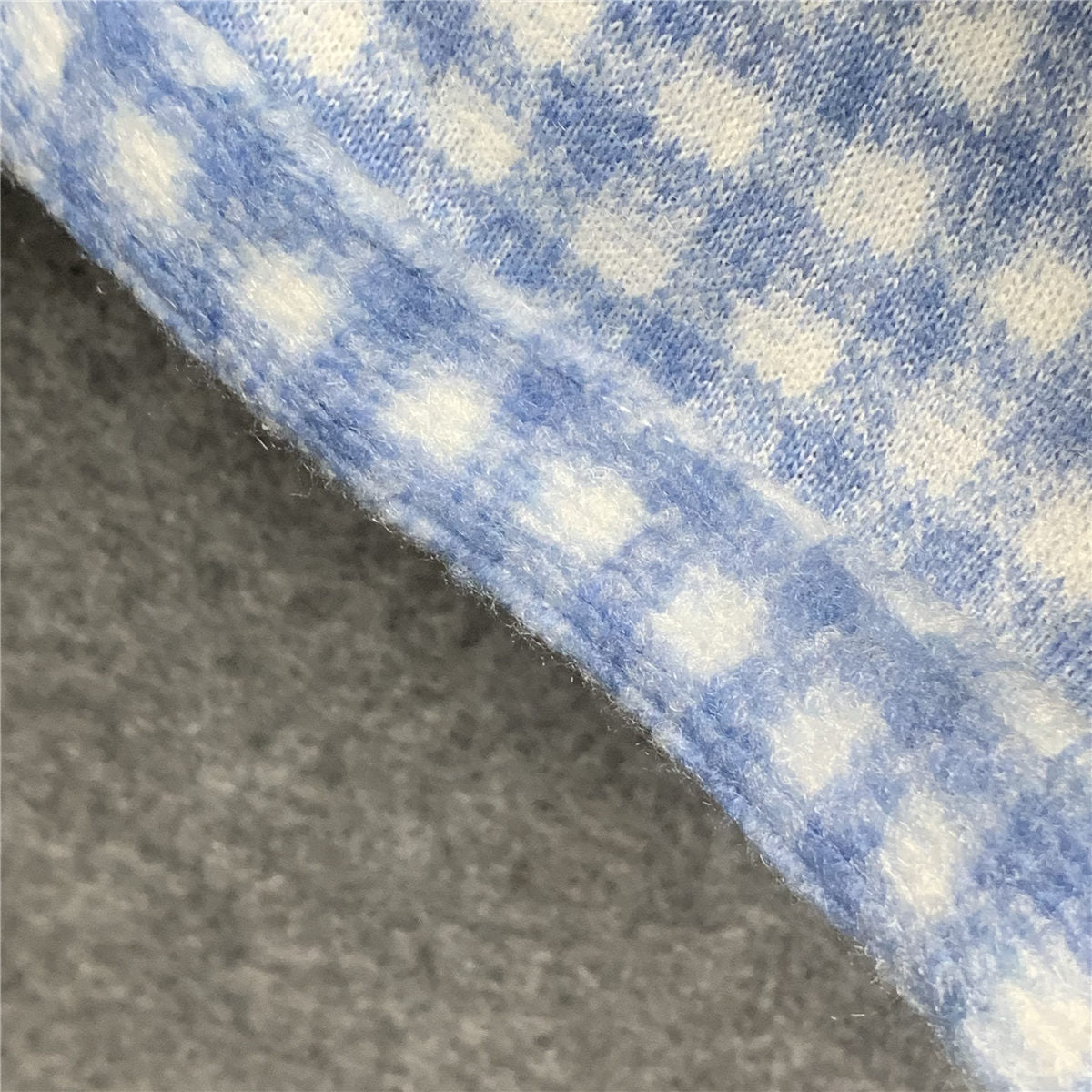 Miu Miu Gingham Check Fleece Jacket 'White Light Blue'