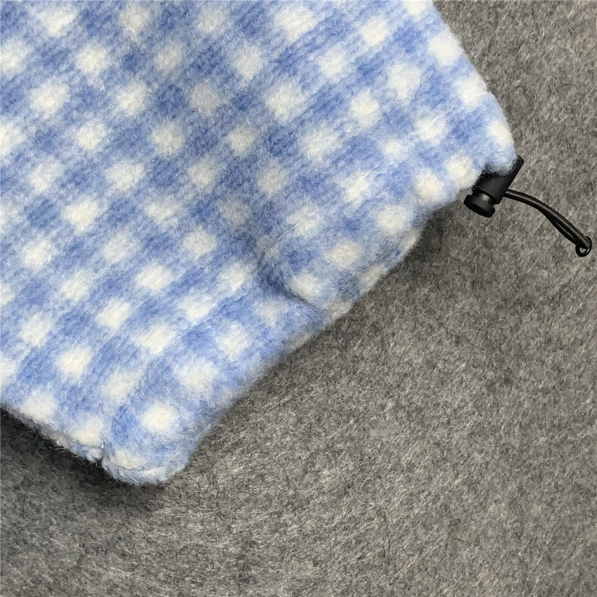 Miu Miu Gingham Check Fleece Jacket 'White Light Blue'