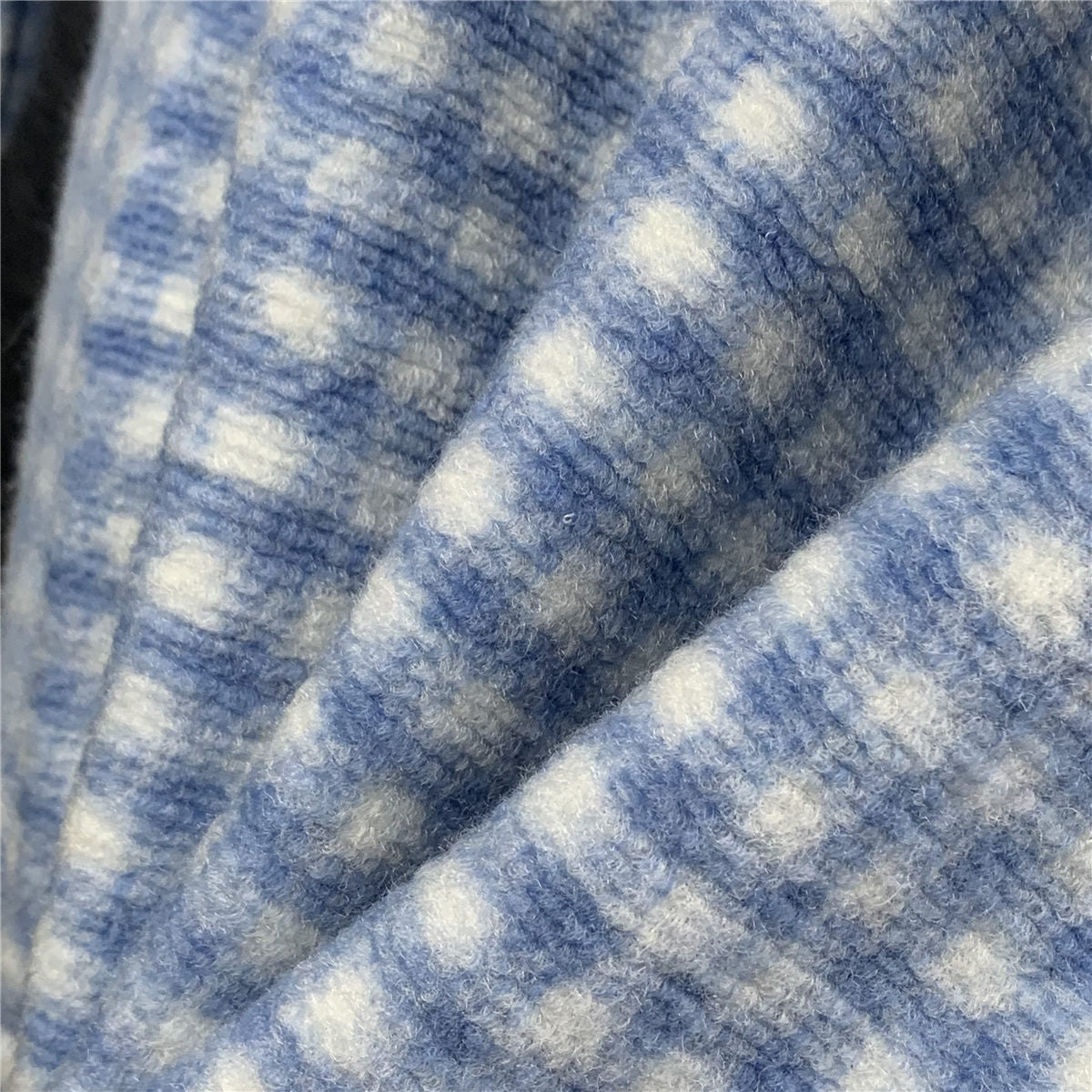 Miu Miu Gingham Check Fleece Jacket 'White Light Blue'