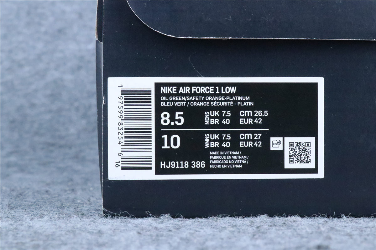 Nike Air Force 1 Low '07 Premium 'Oil Green Safety Orange'