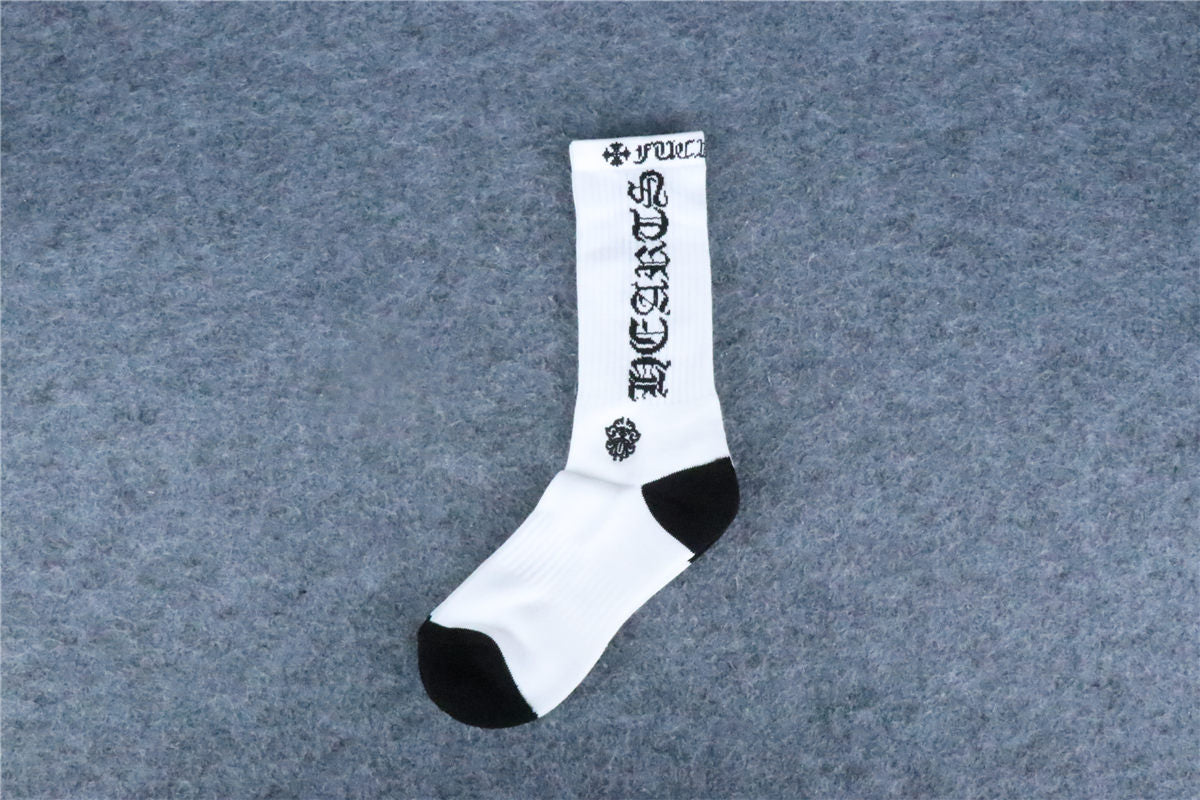 Chrome Hearts Logo-Intarsia Ribbed-Knit Socks 'White Black'