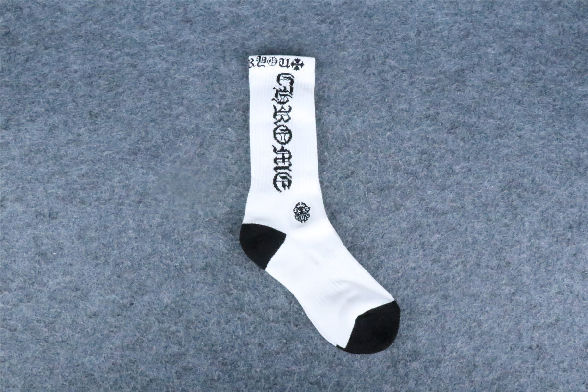 Chrome Hearts Logo-Intarsia Ribbed-Knit Socks 'White Black'