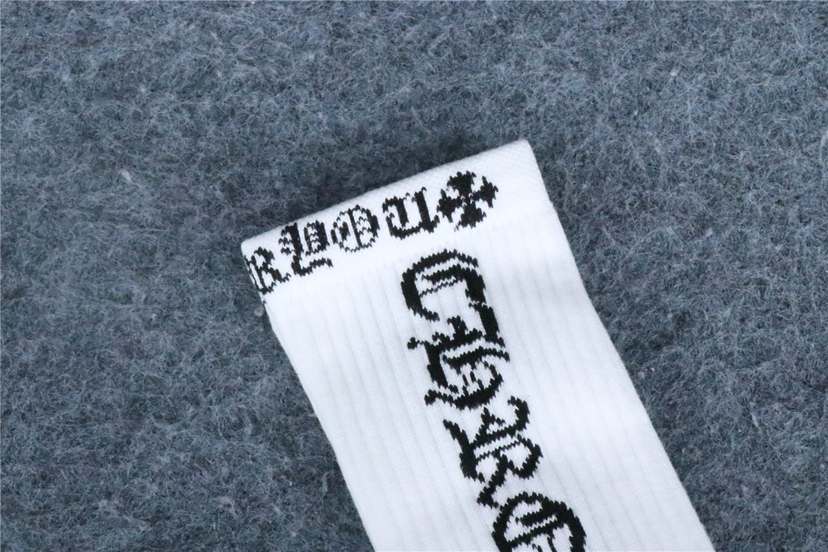 Chrome Hearts Logo-Intarsia Ribbed-Knit Socks 'White Black'