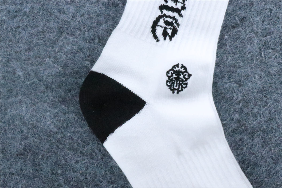 Chrome Hearts Logo-Intarsia Ribbed-Knit Socks 'White Black'