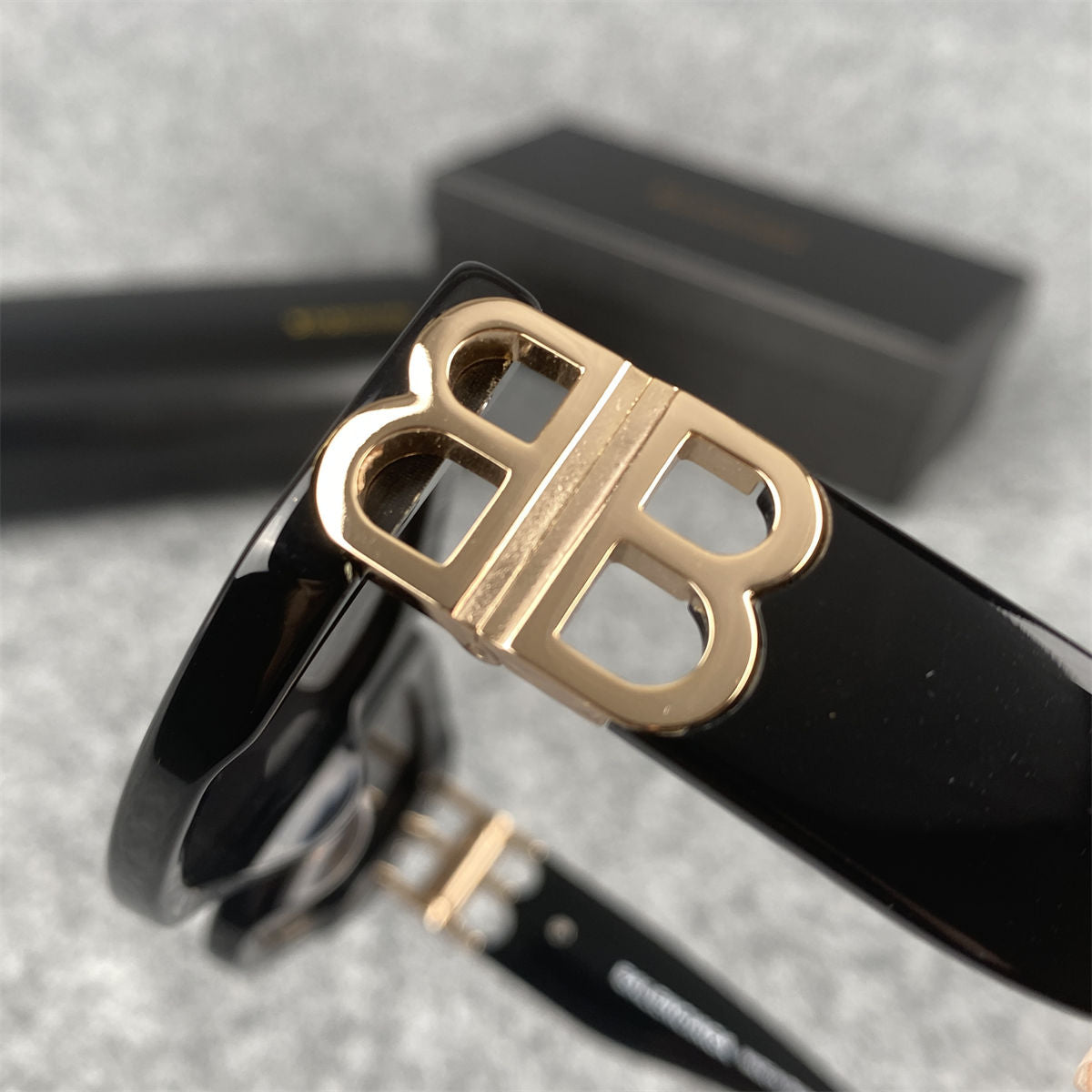 Balenciaga BB0095S 001 Sunglasses 'Black Gold'