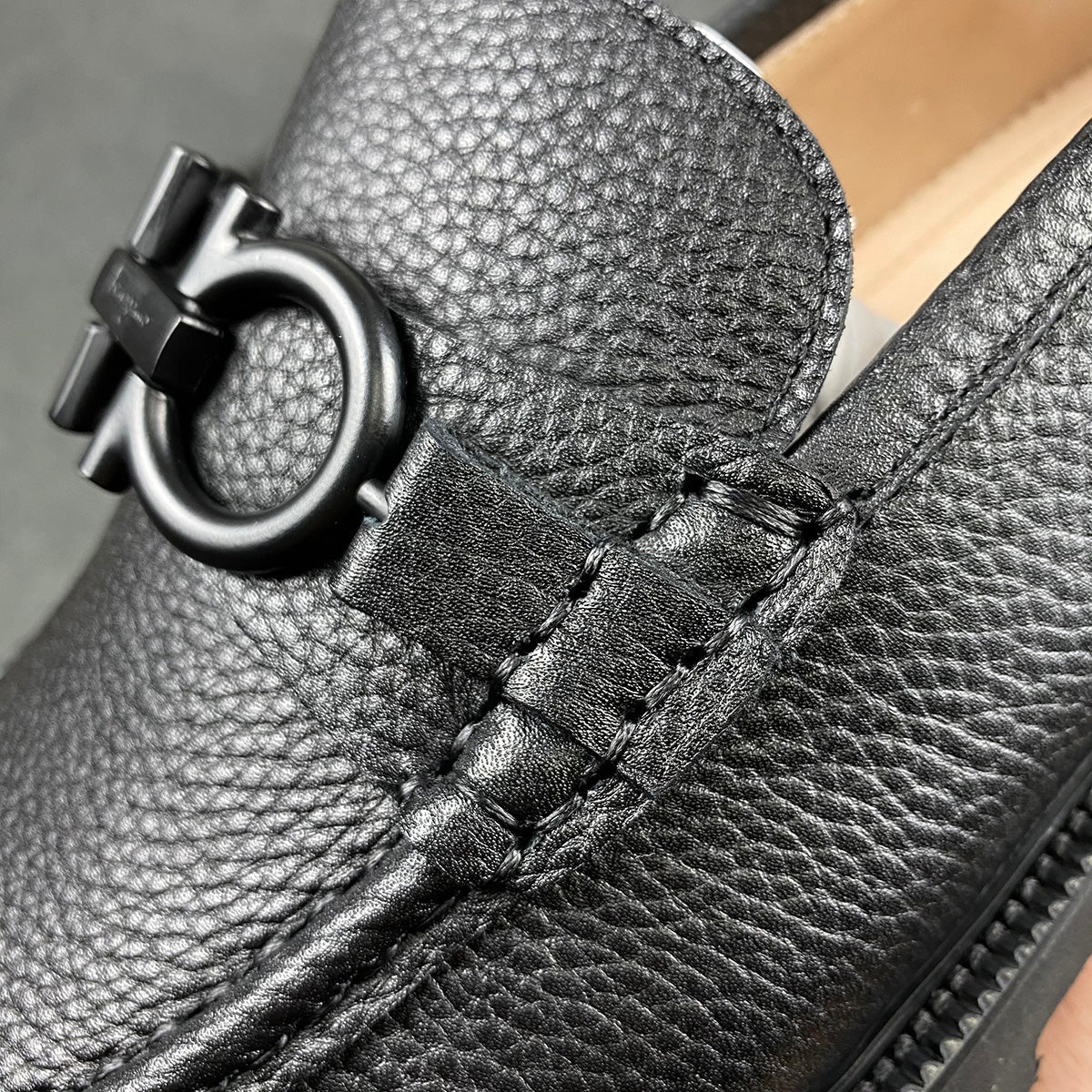 Salvatore Ferragamo Gancini Lug Sole Loafers 'Black'