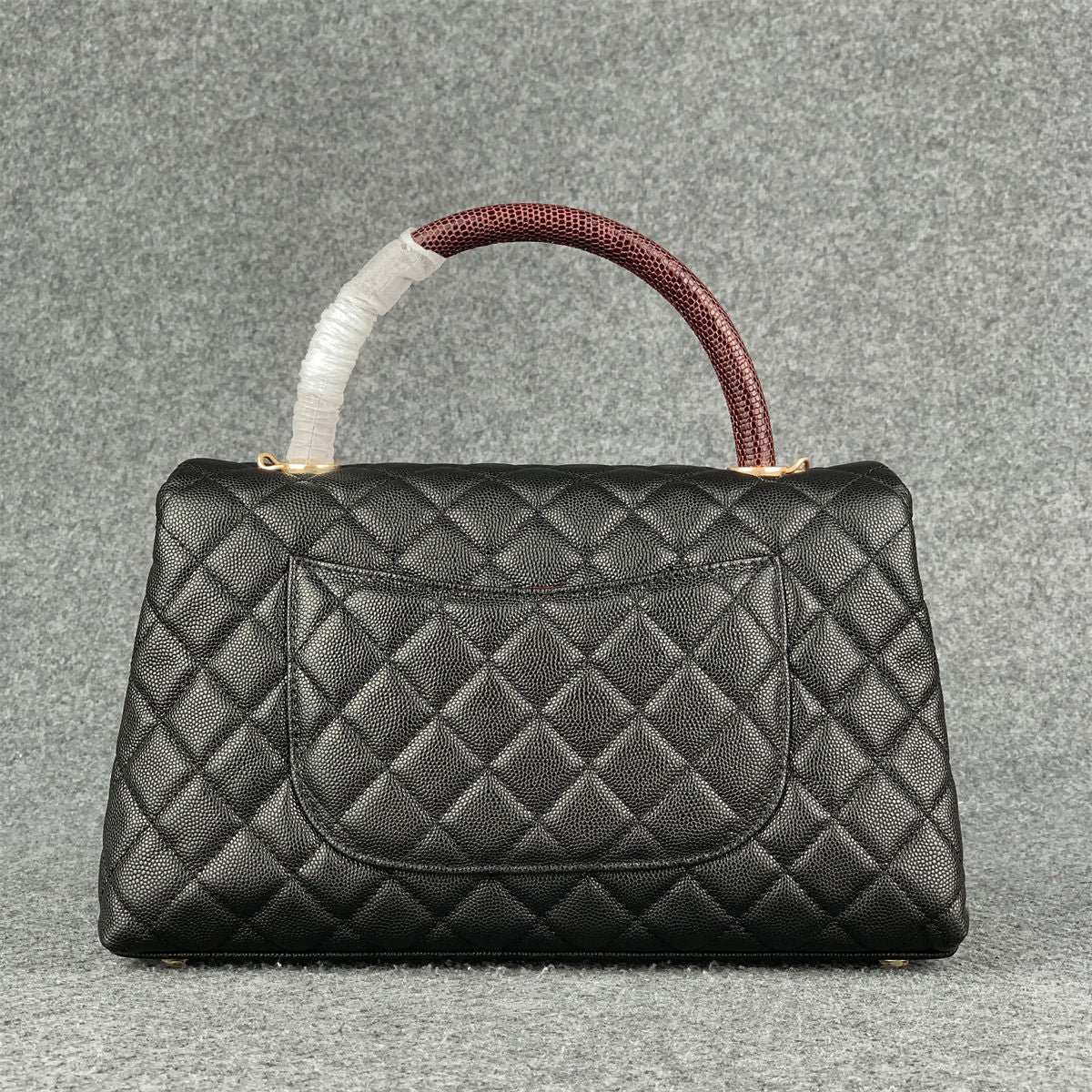 Chanel Caviar Lizard Quilted Small Coco Handle Flap