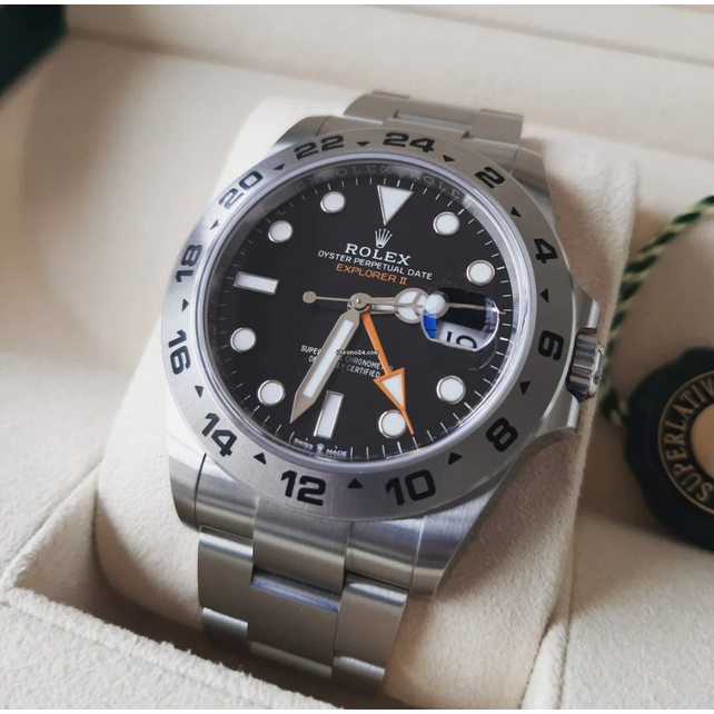 Explorer II Black Dial Orange Hand Steel