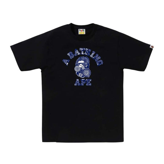 Bape Japanese Indigo Art Camo College Tee Black Navy