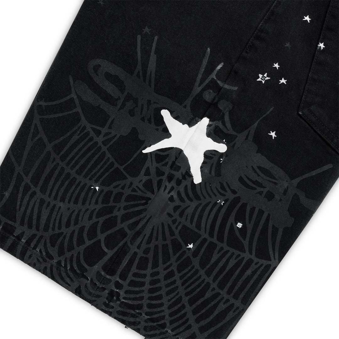 Sp5der Heavy Web Jean Short Black